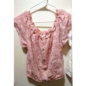 Pink or white laced off the shoulder top